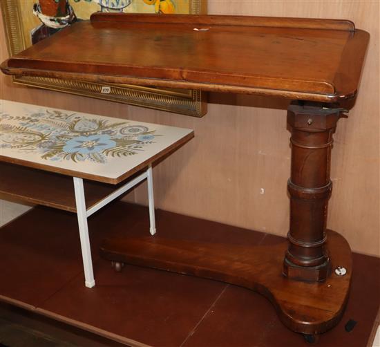 A Victorian walnut reading/invalids table W.80cm